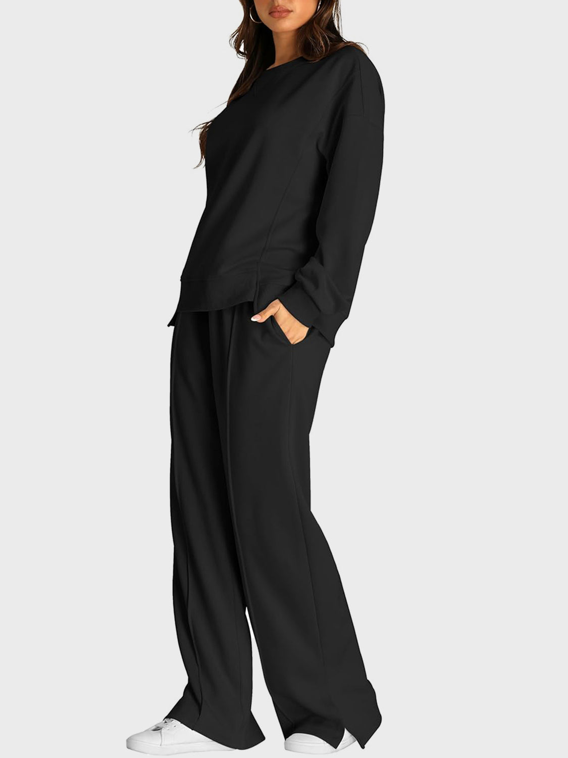 2 Piece Fleece Slit Pants Set