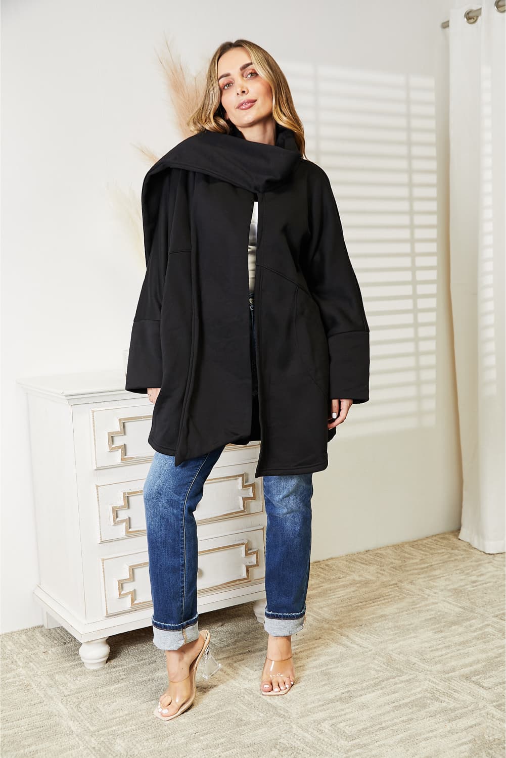 Open Front Cardigan with Scarf