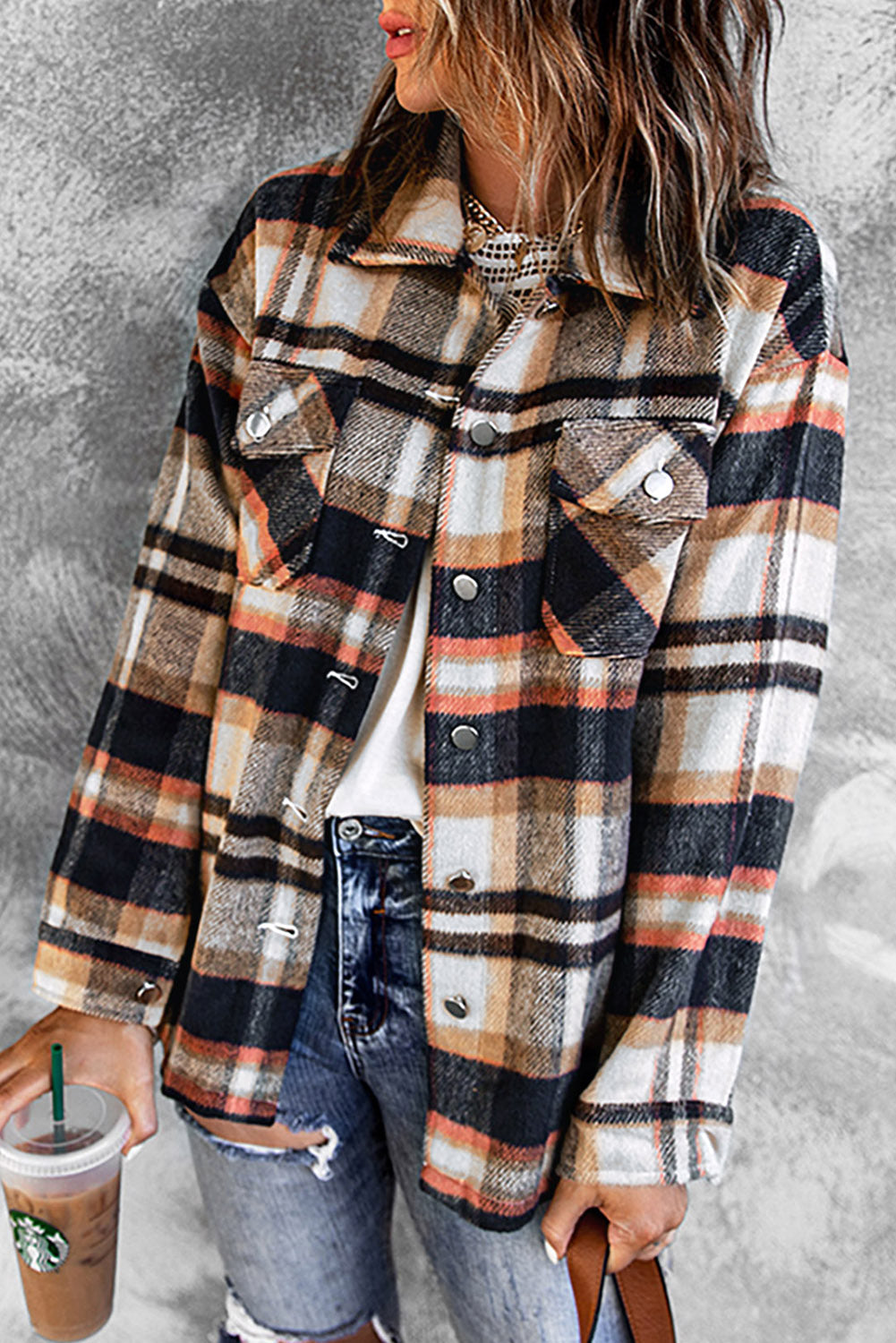 Plaid Casual Button Up Flannel Shacket
