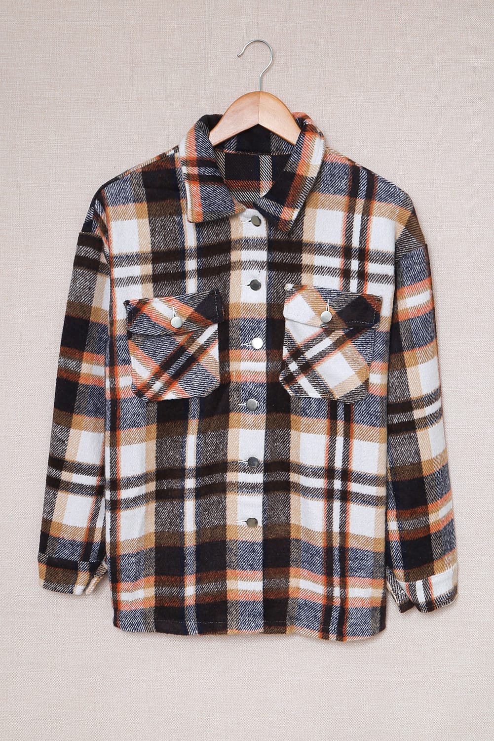 Plaid Casual Button Up Flannel Shacket