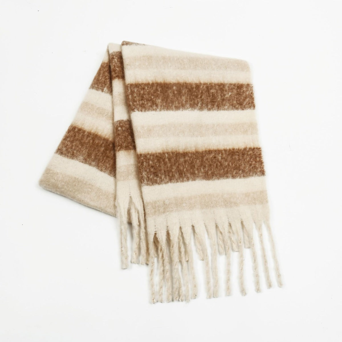 Fringe Contrast Striped Scarf