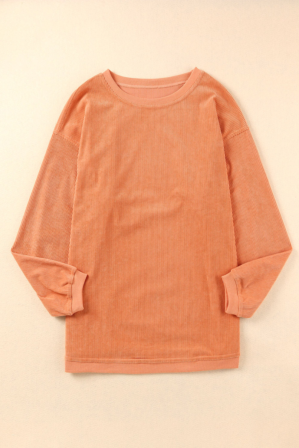 Drop Sleeve Crinkle Rib Oversized Sweatshirt