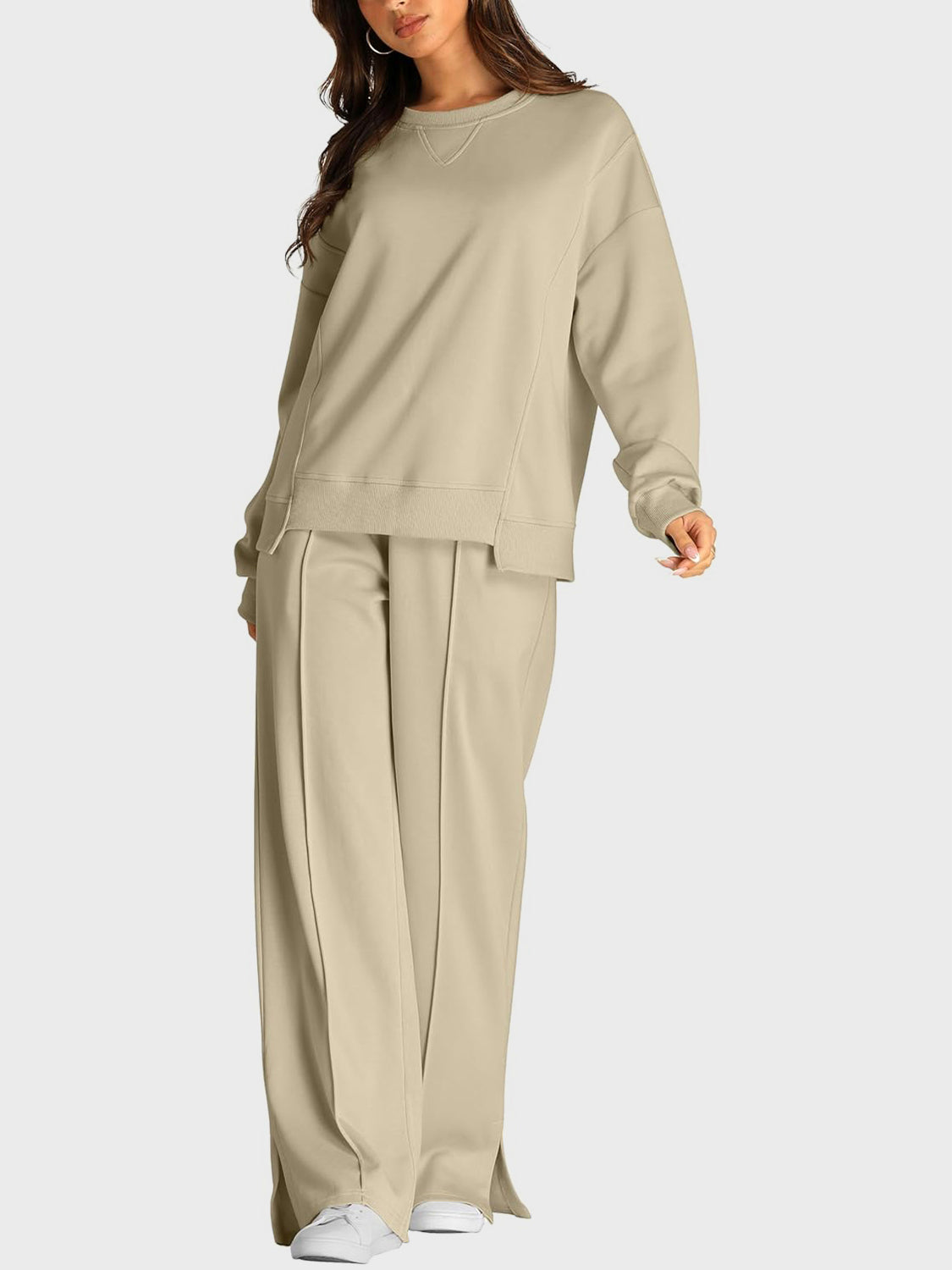 2 Piece Fleece Slit Pants Set