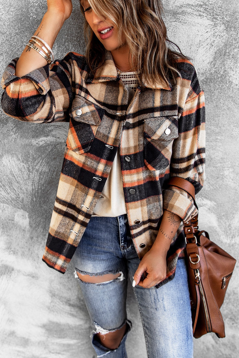 Plaid Casual Button Up Flannel Shacket