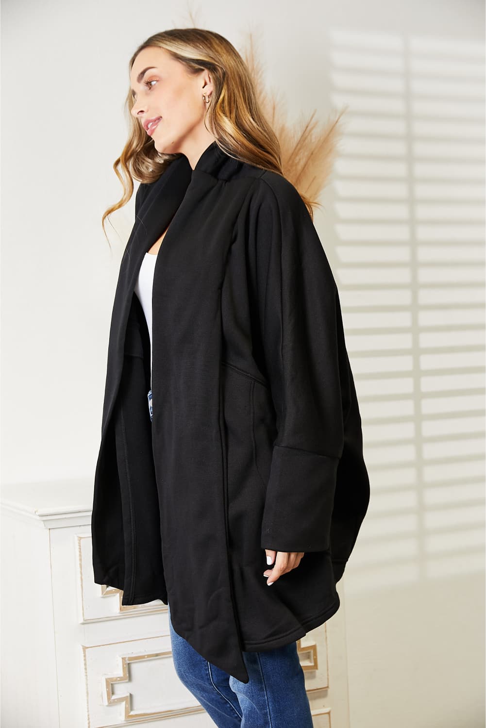 Open Front Cardigan with Scarf