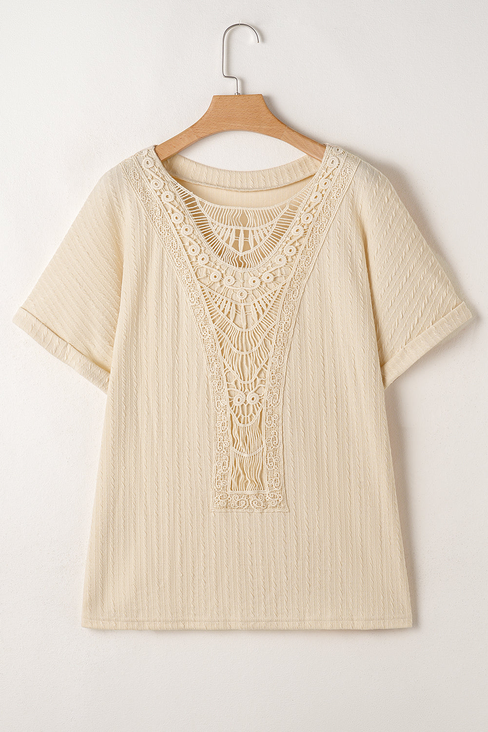 Lace Crochet Short Sleeve Top Plus Size