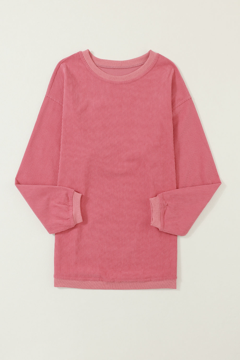 Drop Sleeve Crinkle Rib Oversized Sweatshirt