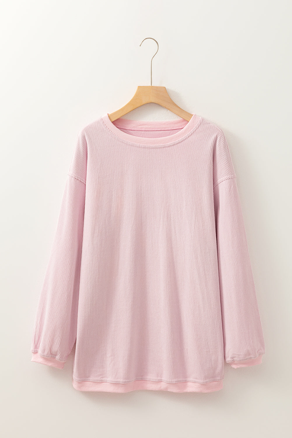 Drop Sleeve Crinkle Rib Oversized Sweatshirt