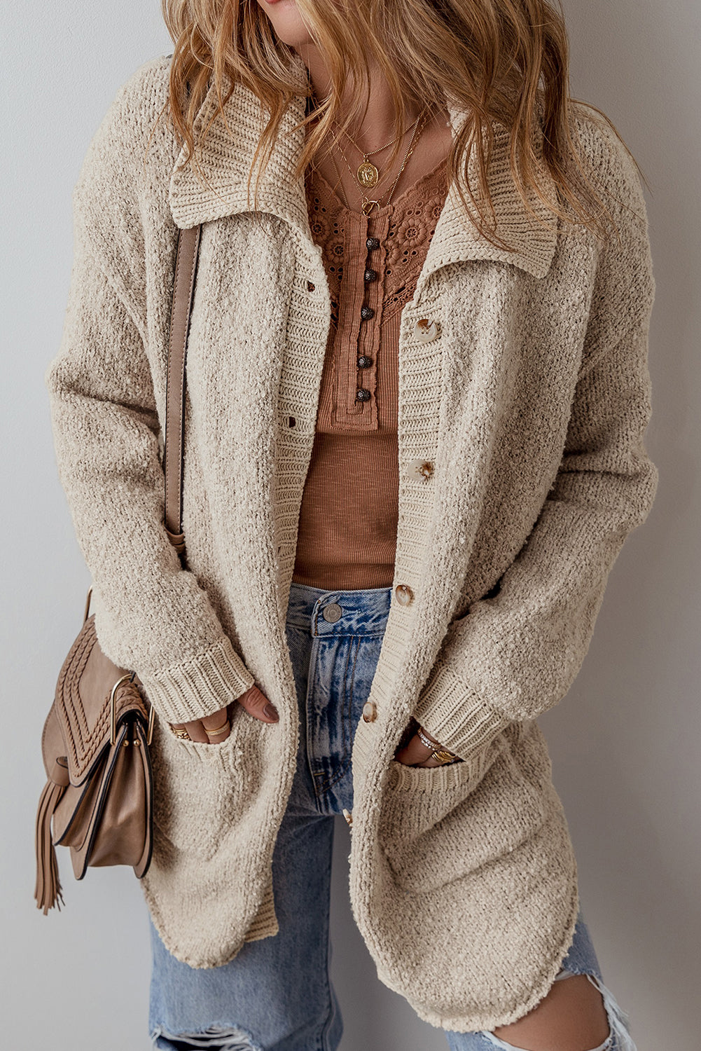 Open Front Cardigan With Pockets