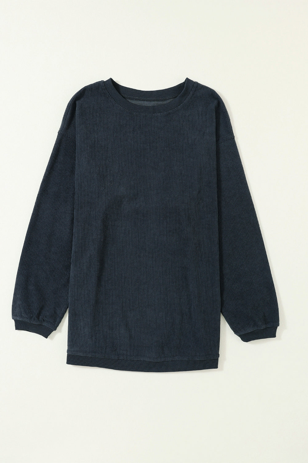 Drop Sleeve Crinkle Rib Oversized Sweatshirt