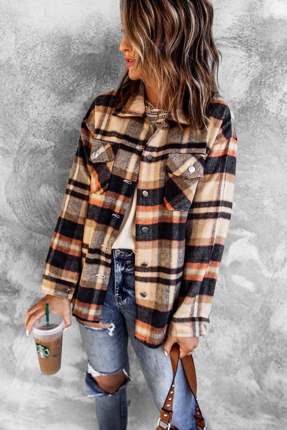 Plaid Casual Button Up Flannel Shacket
