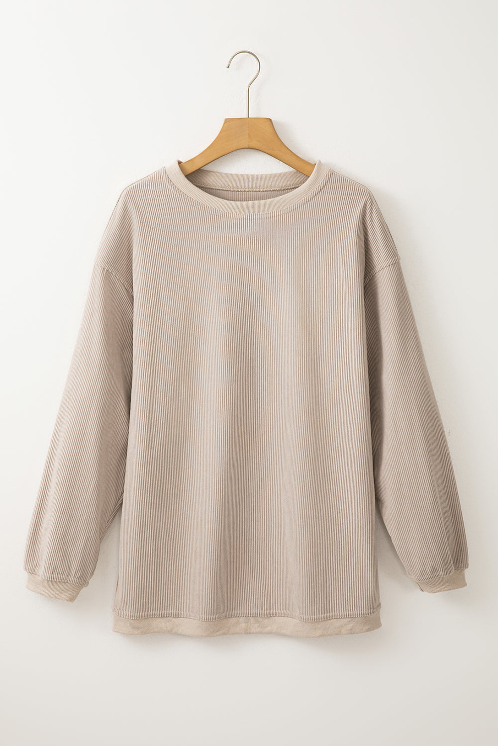 Drop Sleeve Crinkle Rib Oversized Sweatshirt