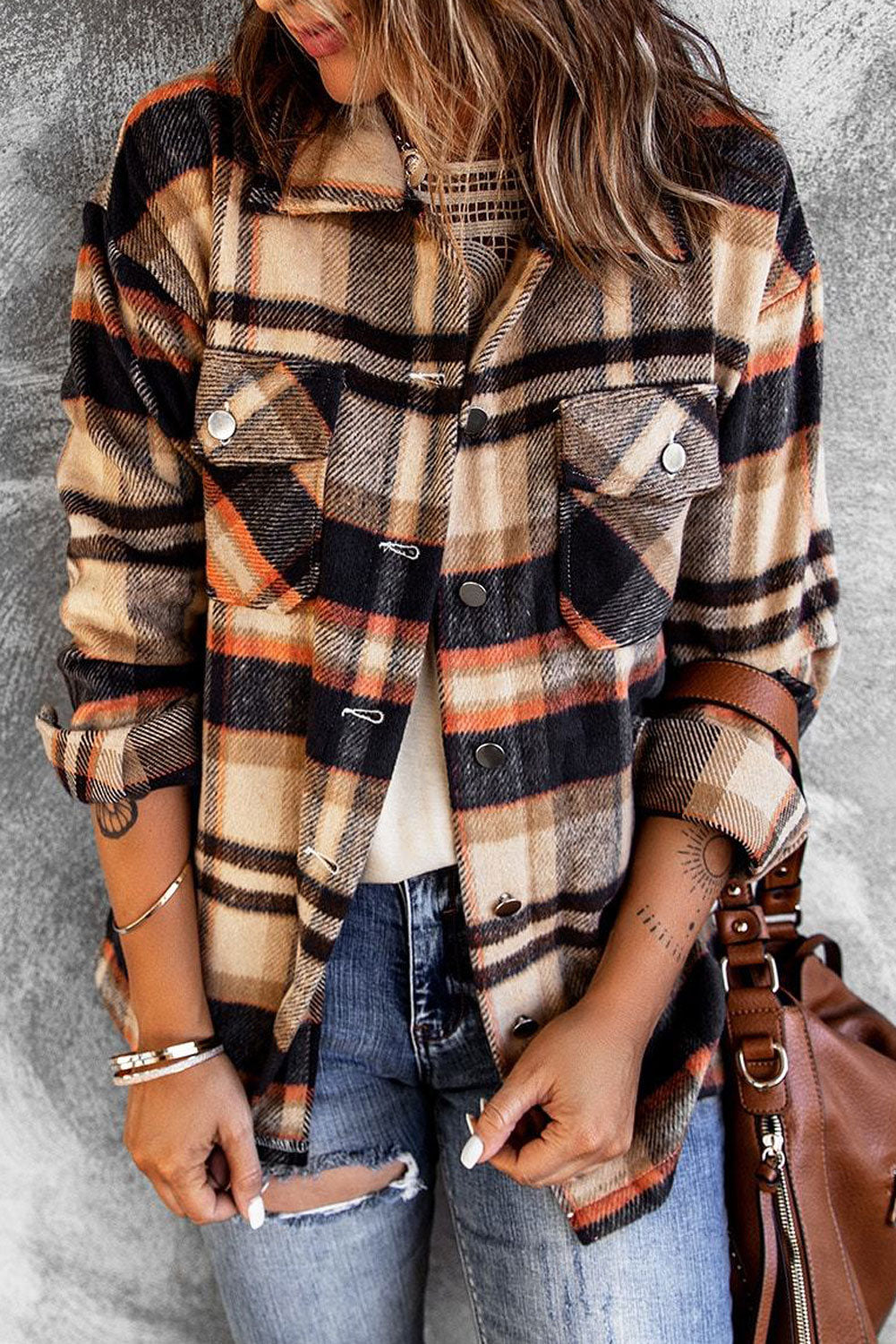 Plaid Casual Button Up Flannel Shacket