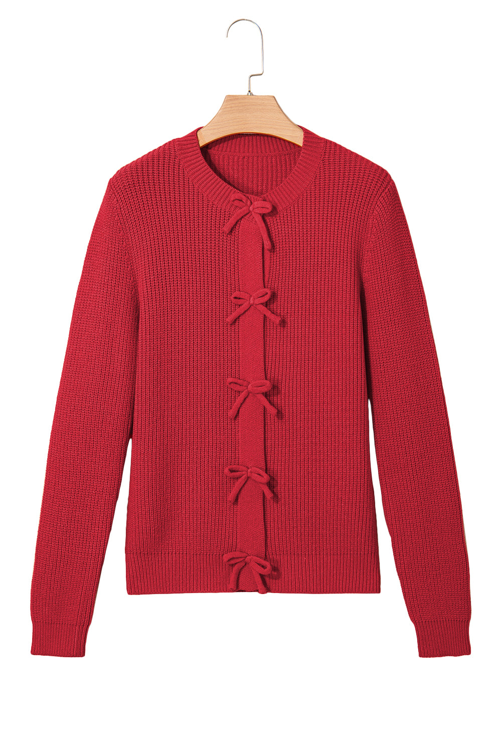Philippine Gray Sweet Bow Front Cropped Knit Cardigan