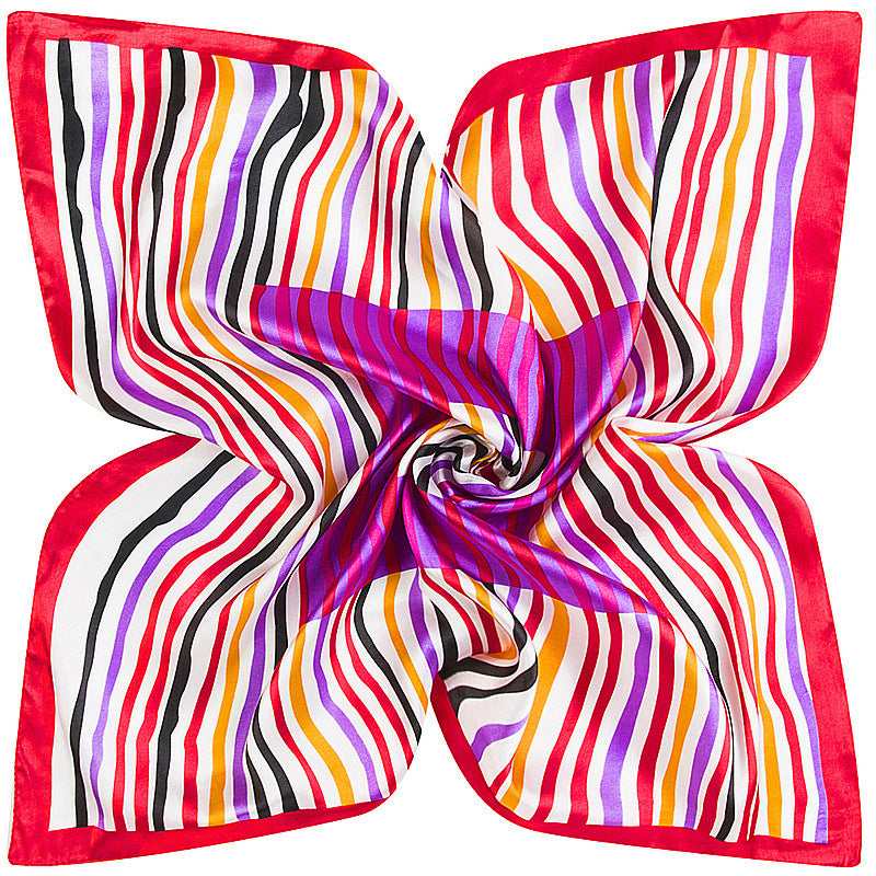 Silky Striped Square Scarf