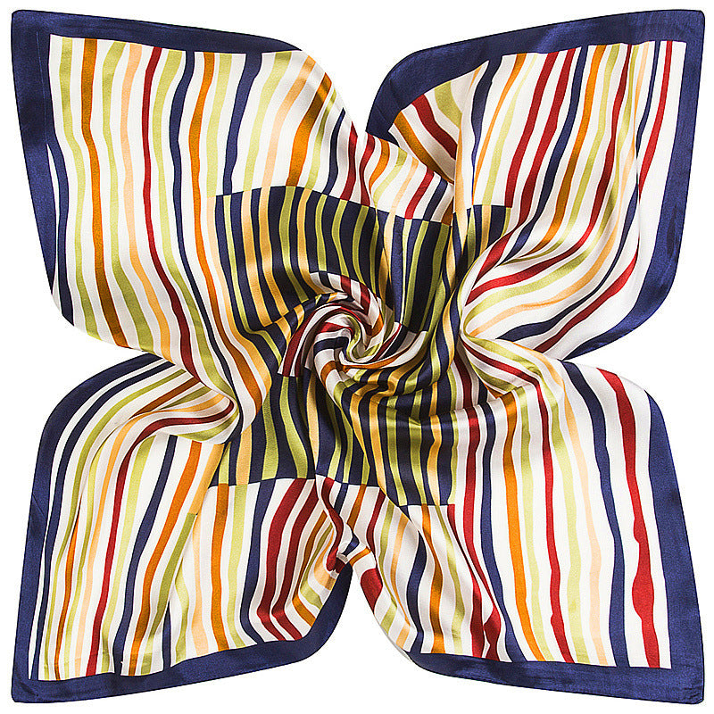 Silky Striped Square Scarf
