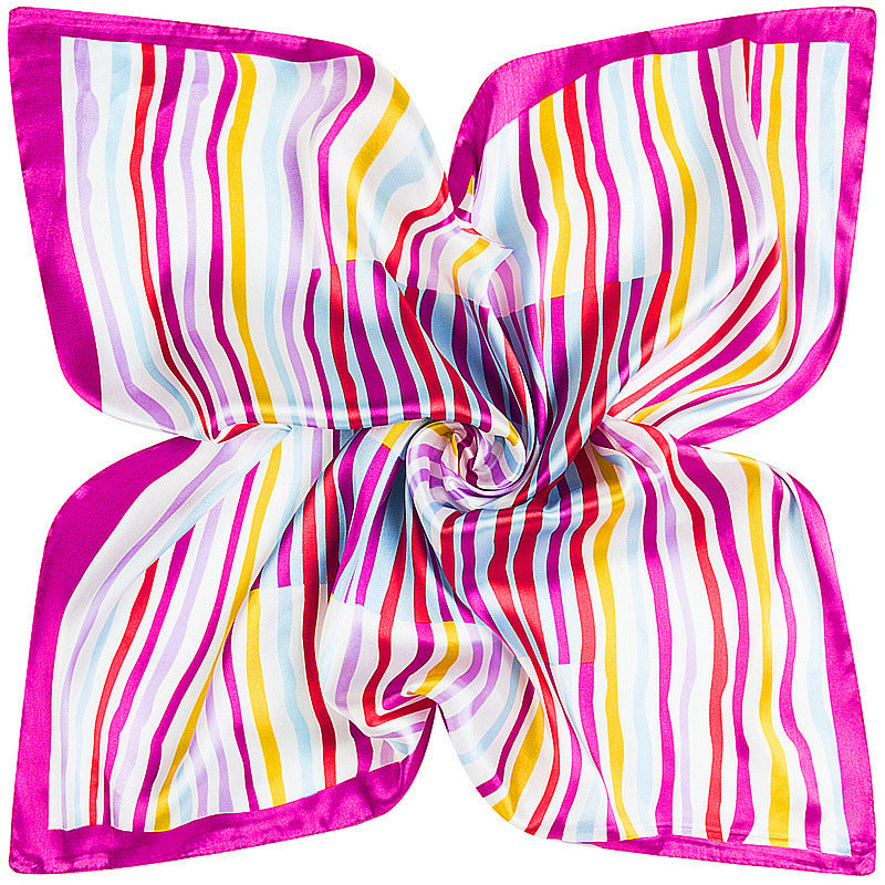 Silky Striped Square Scarf