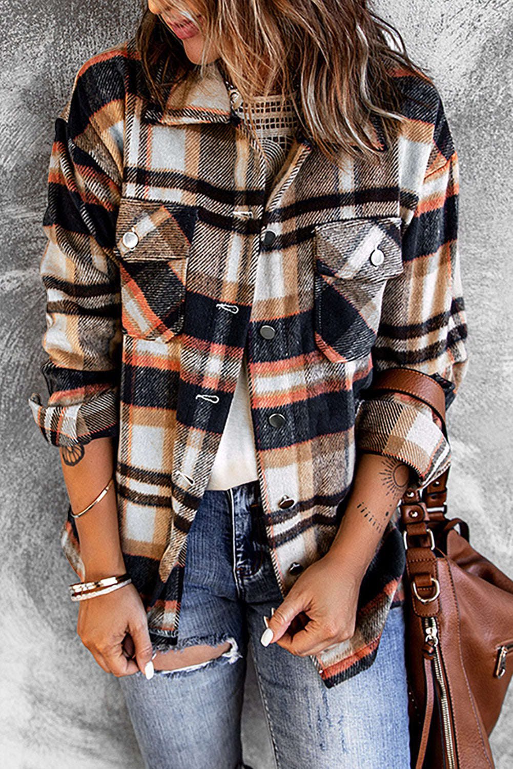 Plaid Casual Button Up Flannel Shacket