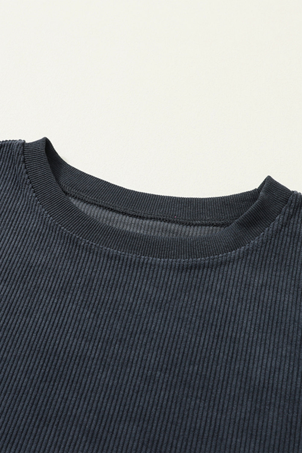 Drop Sleeve Crinkle Rib Oversized Sweatshirt