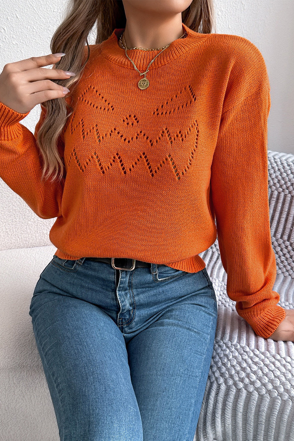 Halloween Pumpkin Long Sleeve Pullover Sweater