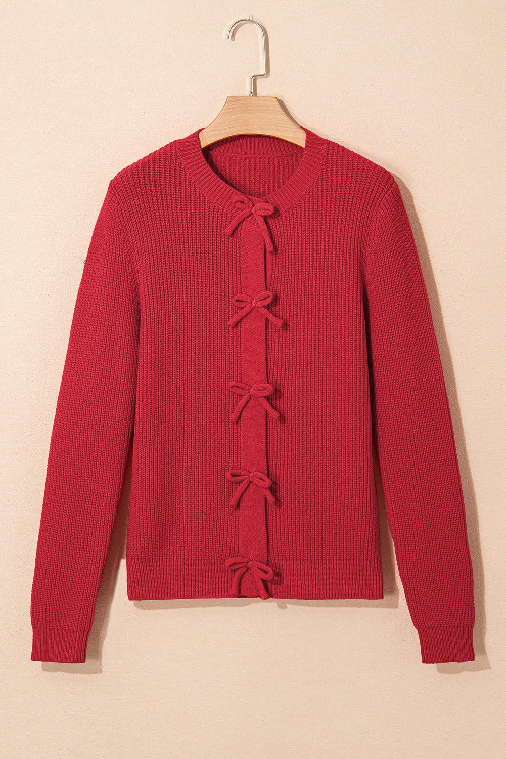 Philippine Gray Sweet Bow Front Cropped Knit Cardigan