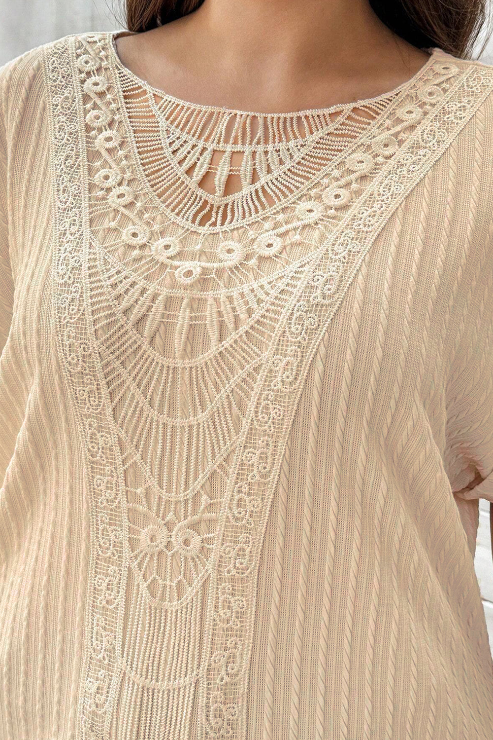 Lace Crochet Short Sleeve Top Plus Size