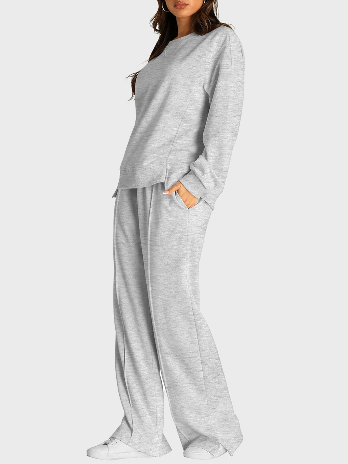 2 Piece Fleece Slit Pants Set