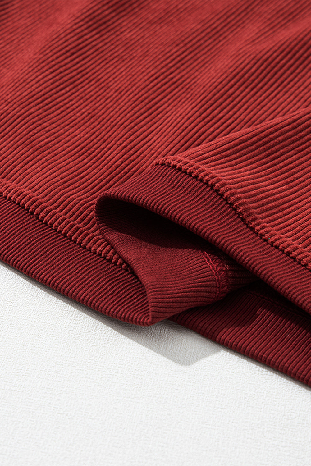 Drop Sleeve Crinkle Rib Oversized Sweatshirt