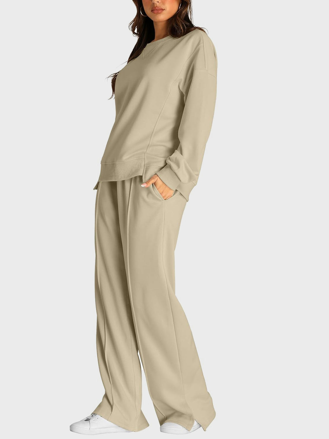 2 Piece Fleece Slit Pants Set