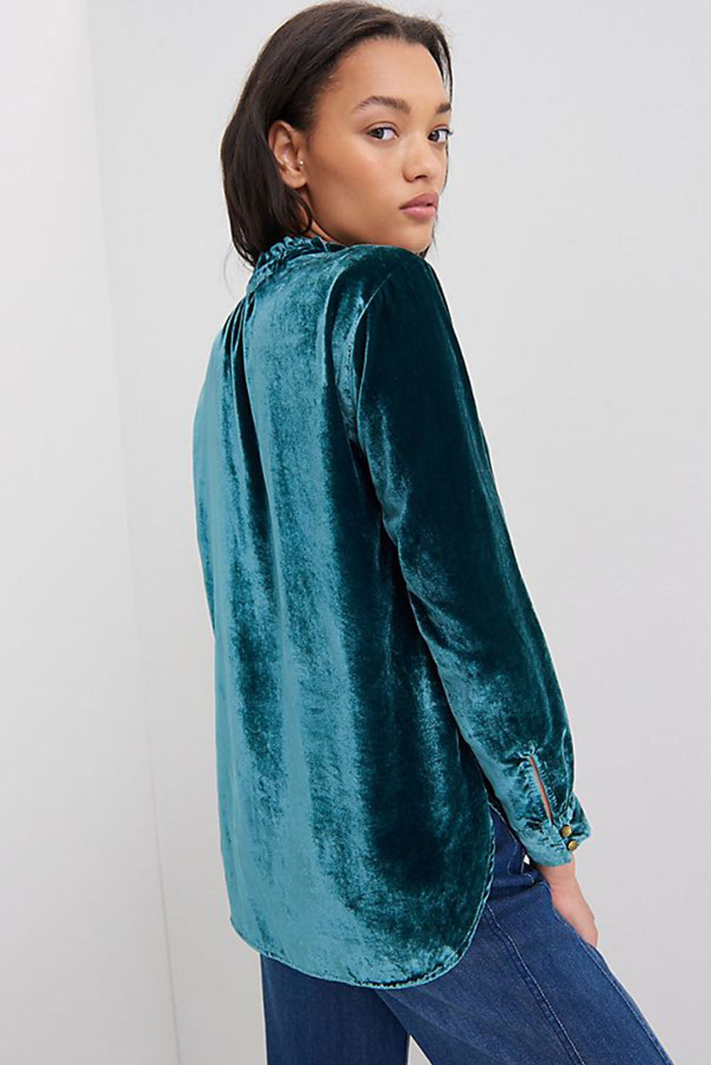 Frilly Neck Velvet Top