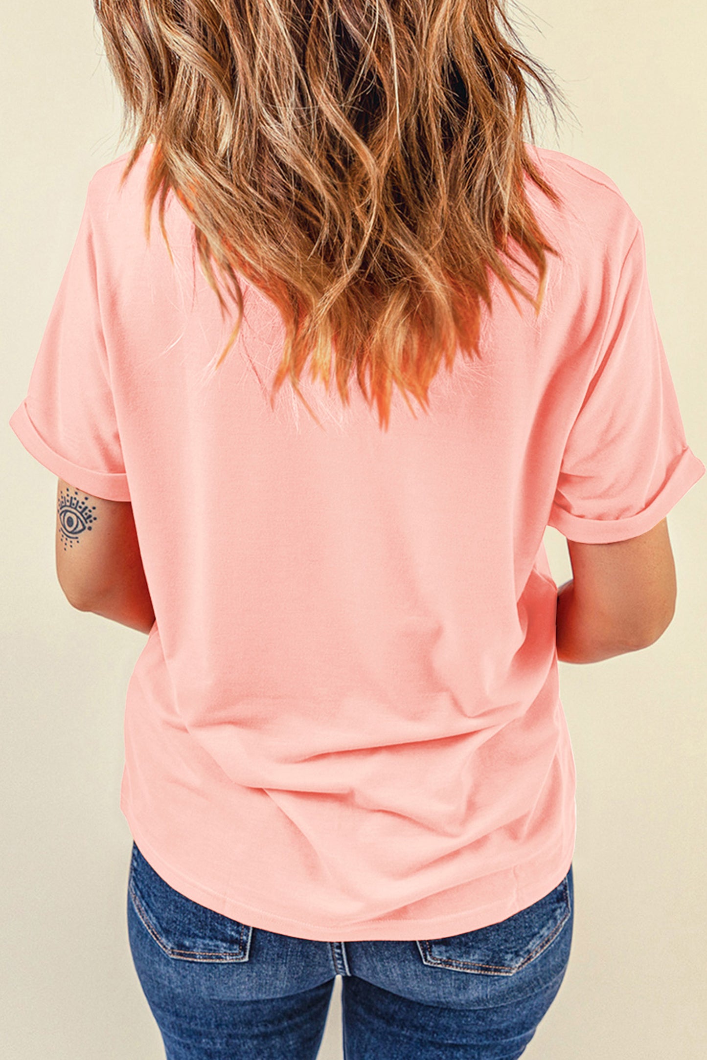 Pink Patriotic Bow Printed Womens Casual Tee
