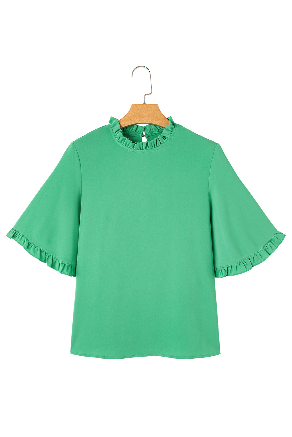 Green Frilly Ruffle Collar & Sleeve Blouse