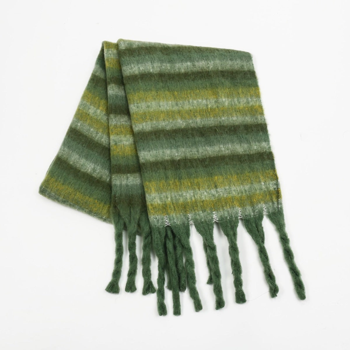 Fringe Contrast Striped Scarf