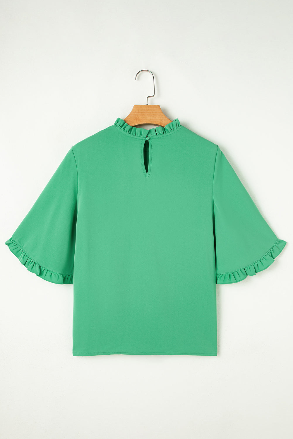 Green Frilly Ruffle Collar & Sleeve Blouse