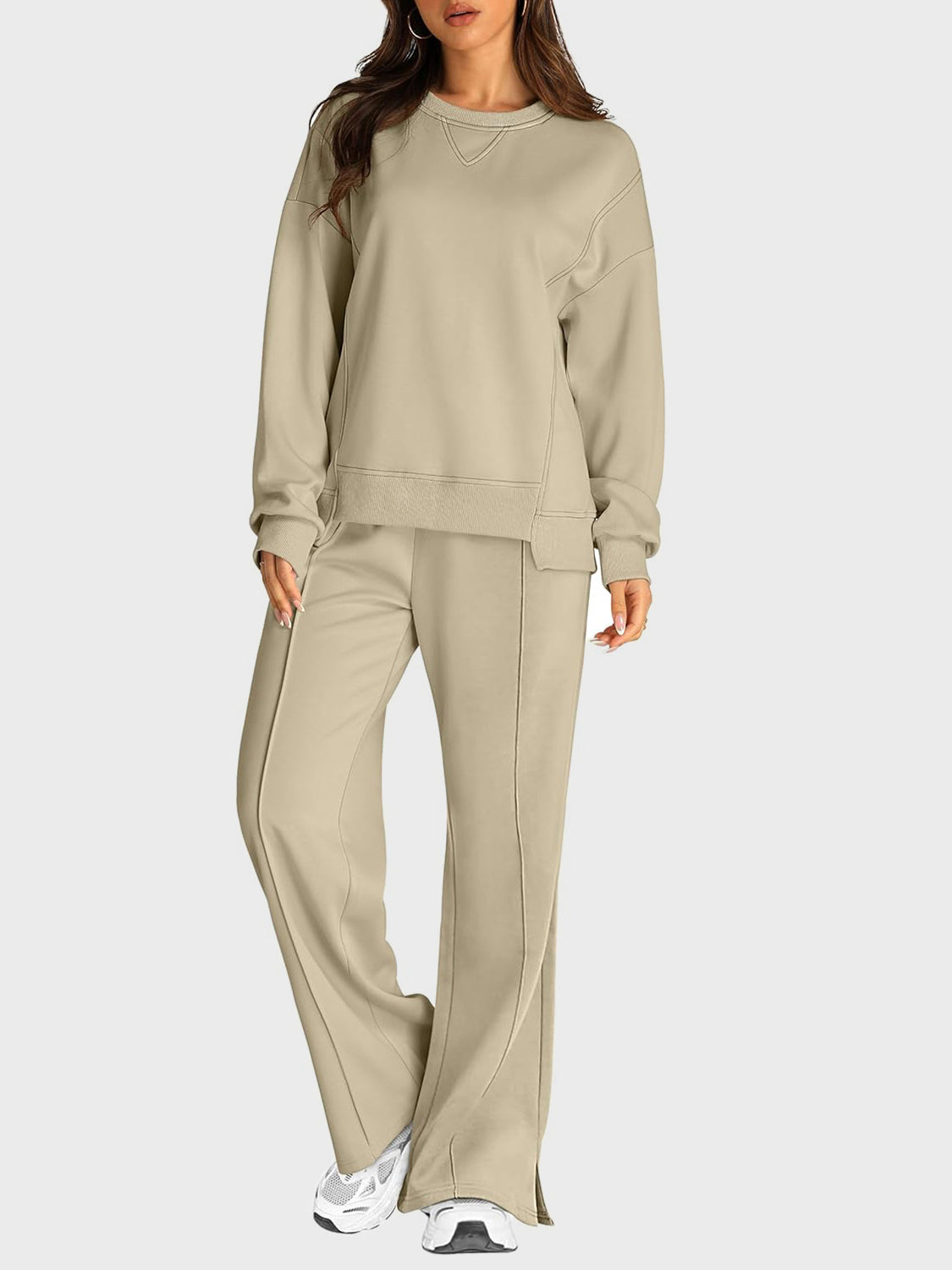 2 Piece Fleece Slit Pants Set