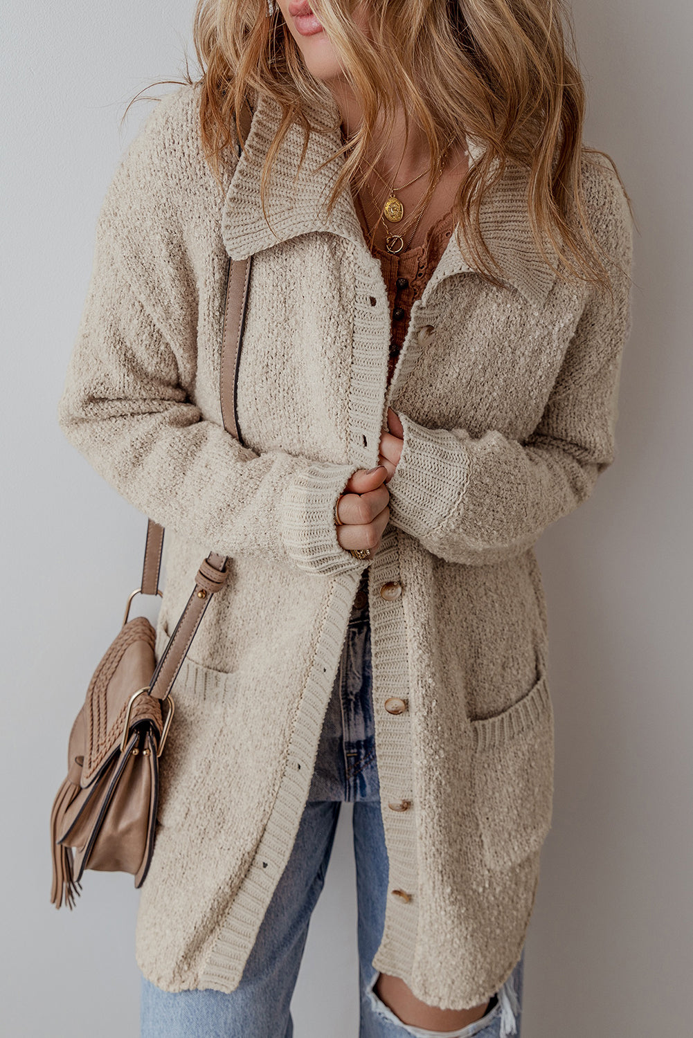 Open Front Cardigan With Pockets