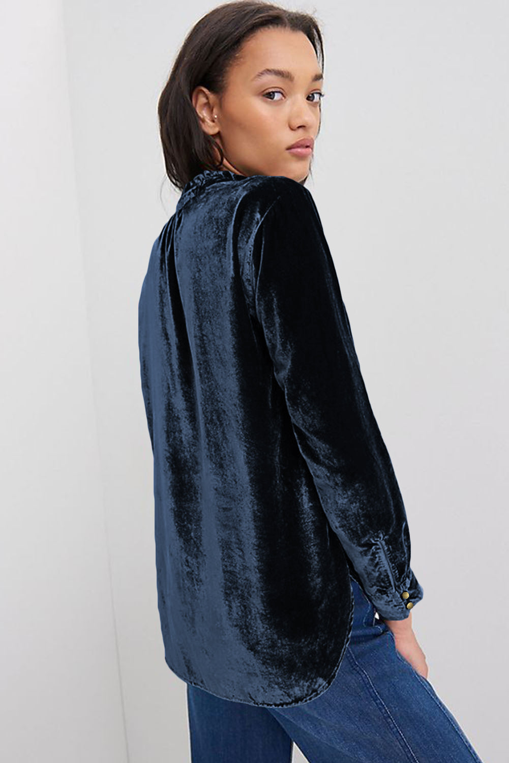 Frilly Neck Velvet Top