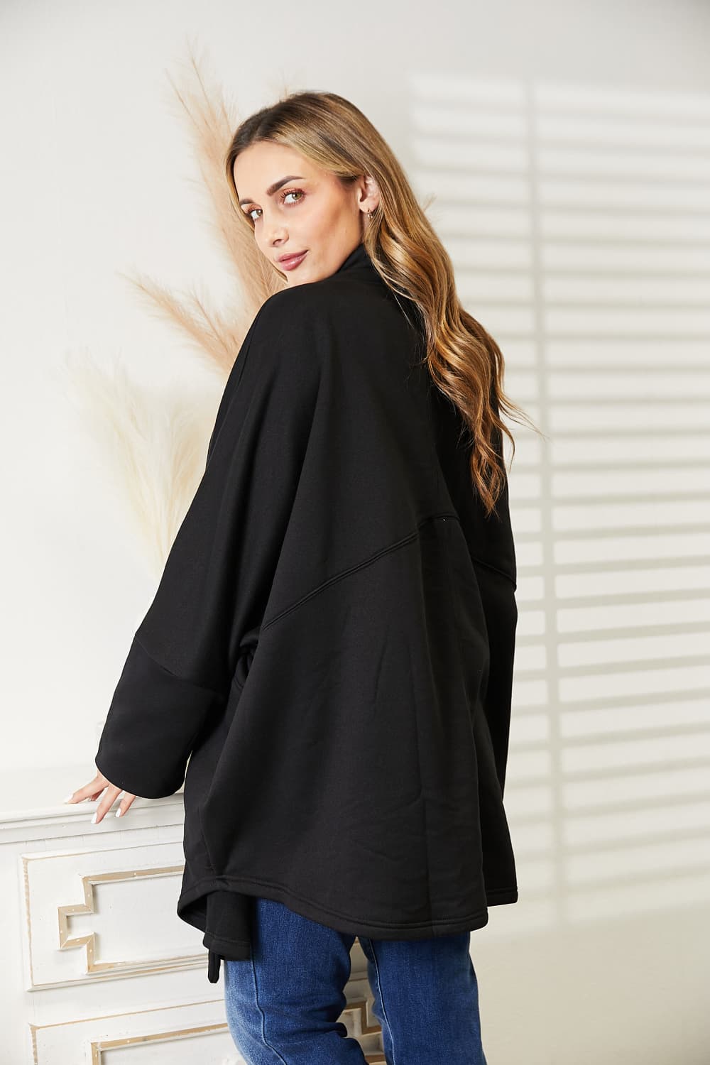 Open Front Cardigan with Scarf