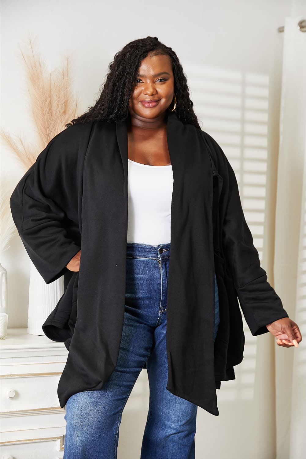 Open Front Cardigan with Scarf