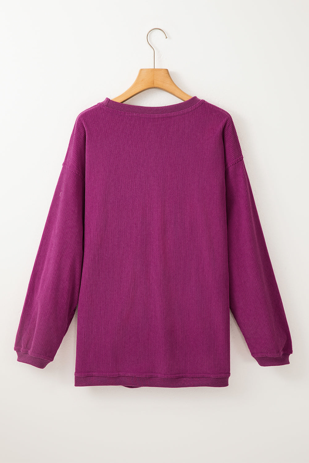 Drop Sleeve Crinkle Rib Oversized Sweatshirt