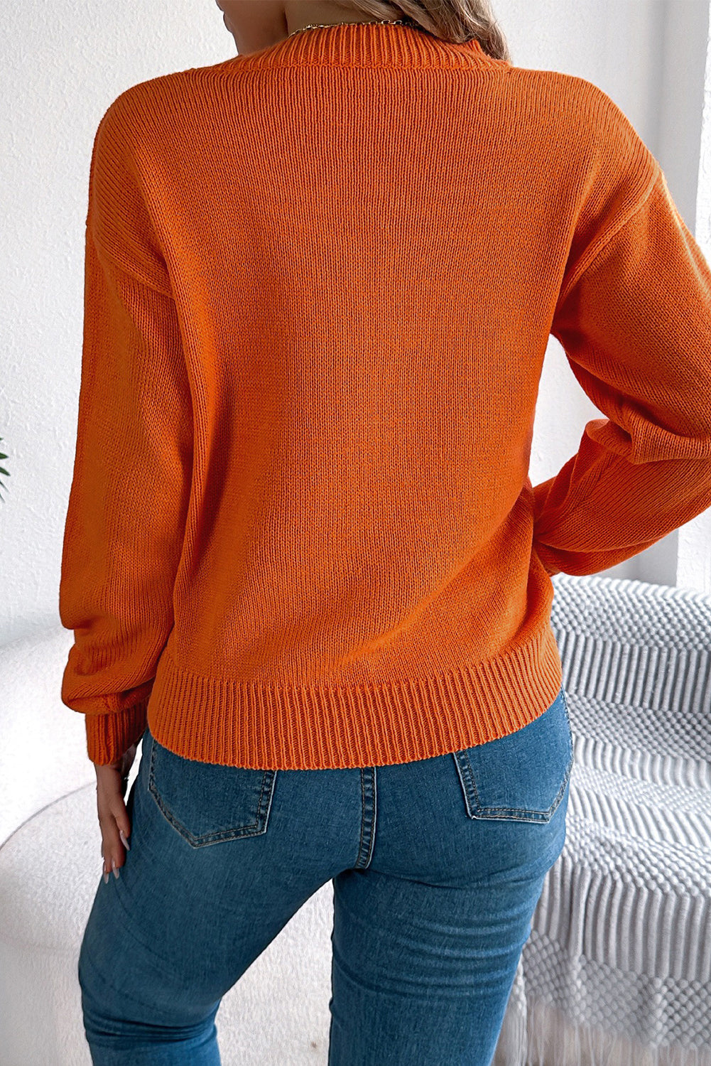 Halloween Pumpkin Long Sleeve Pullover Sweater