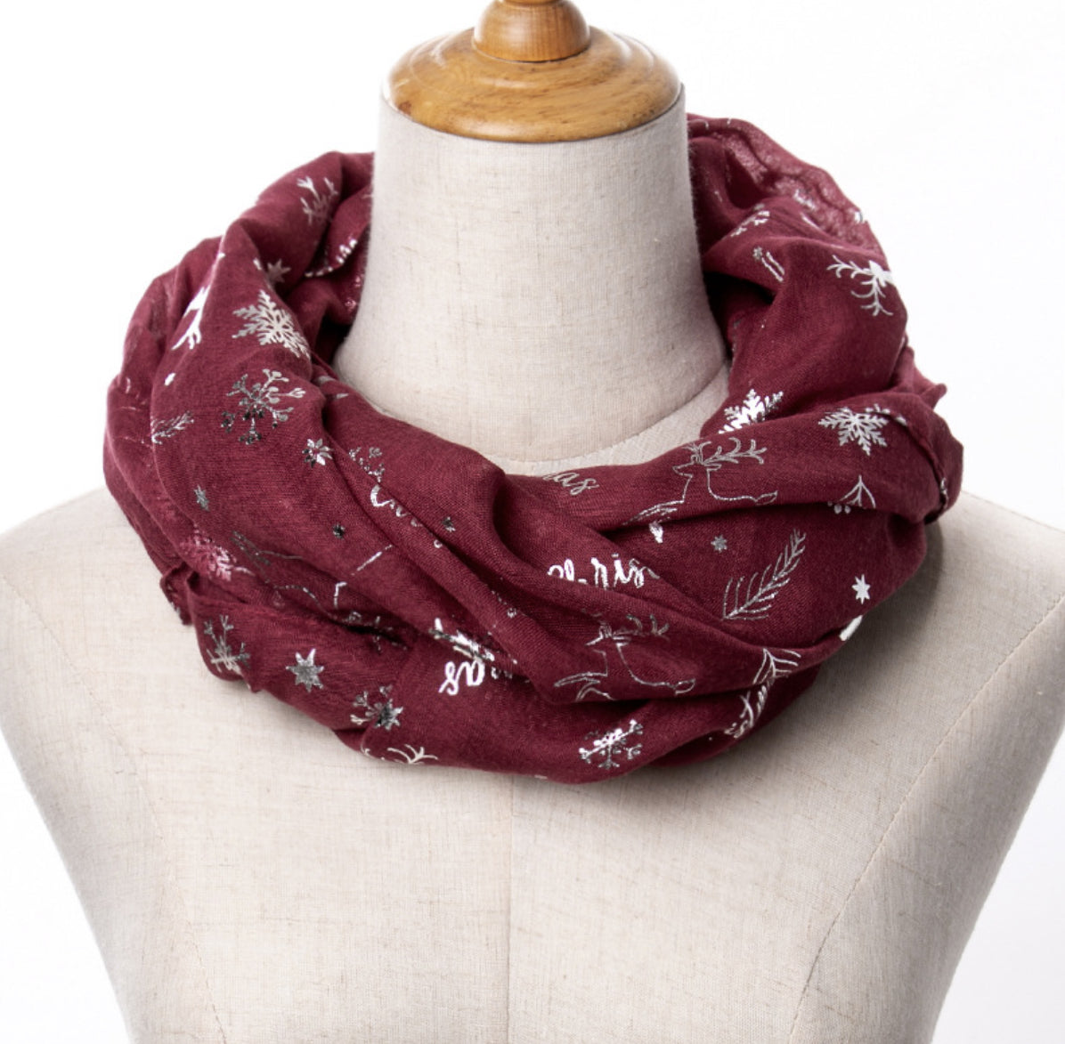 Christmas Snowflakes & Deer Scarf Wine