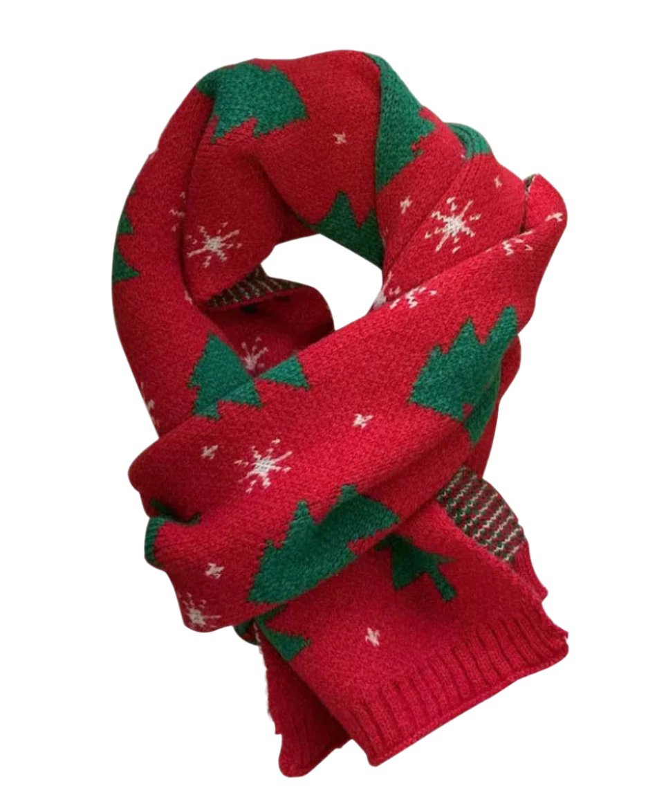 Red Christmas Tree Scarf