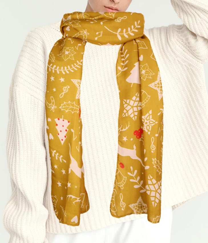Woven Xmas Motifs Scarf
