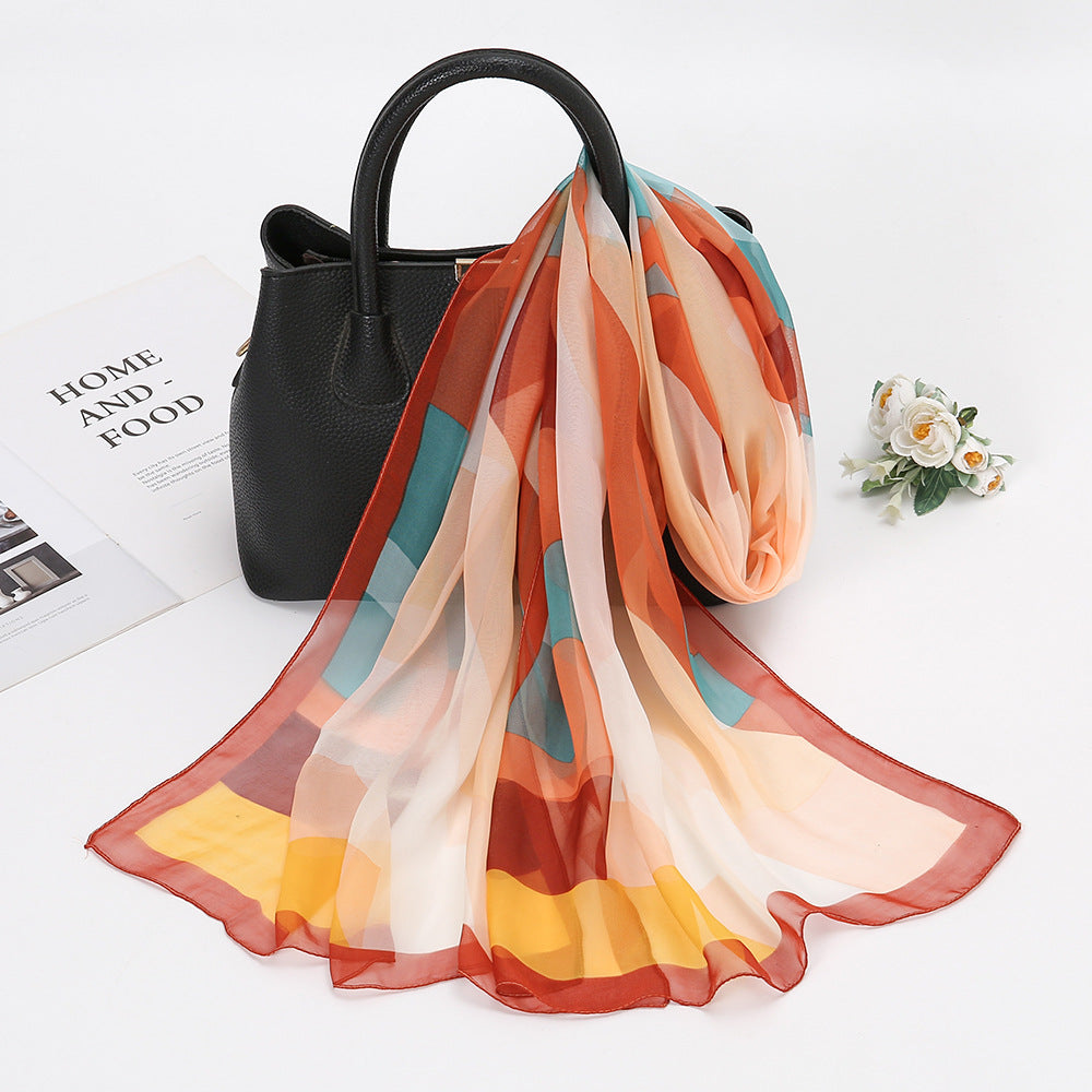 Color Block Print Oblong Scarf