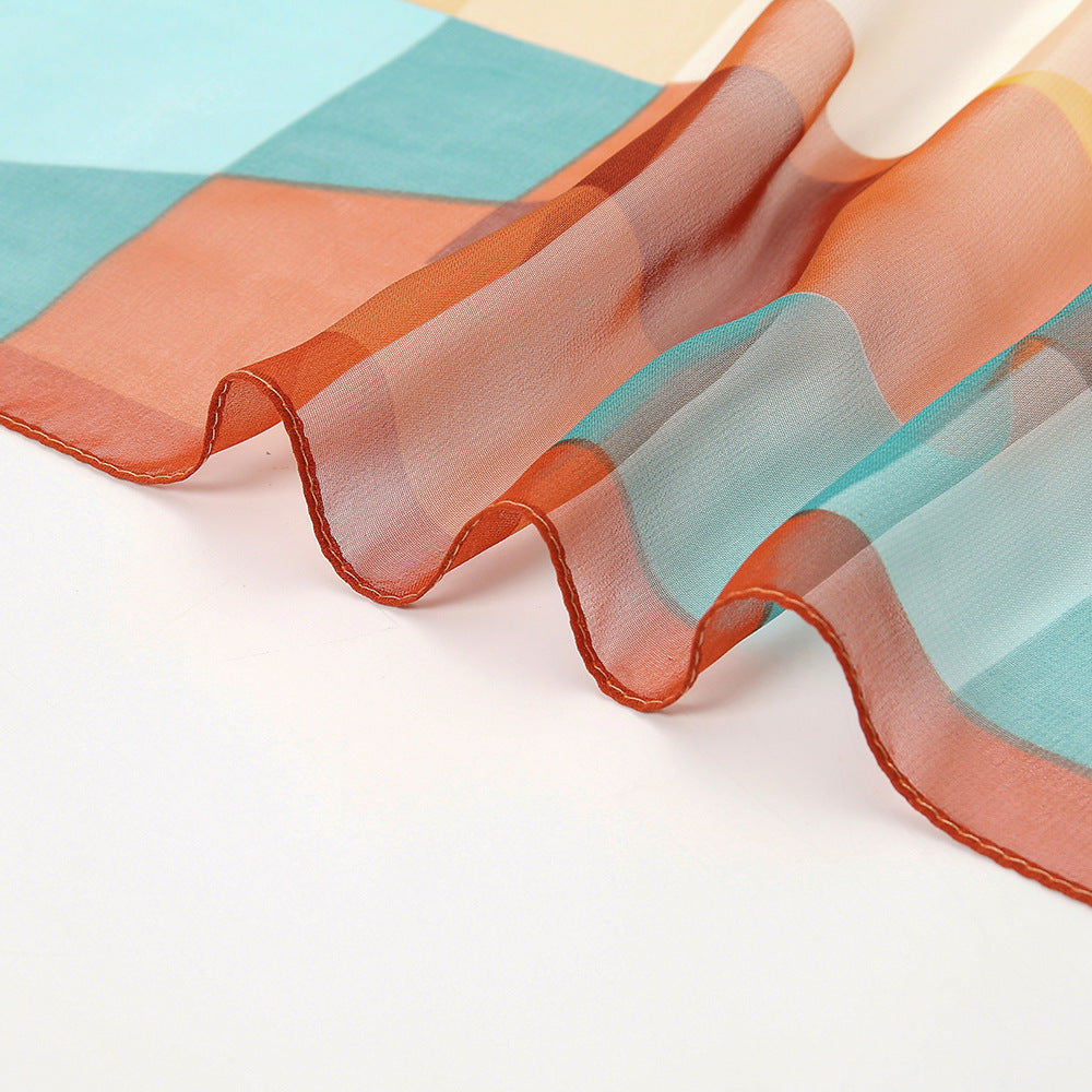 Color Block Print Oblong Scarf