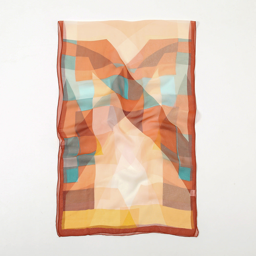Color Block Print Oblong Scarf