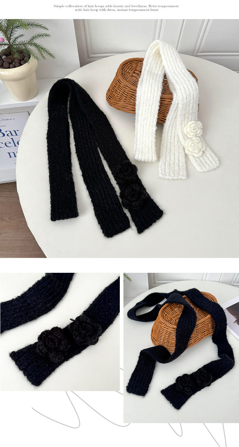 Thin Ribbed Flower Scarf