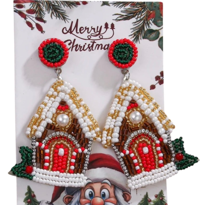 Beaded Gingerbread Earrings