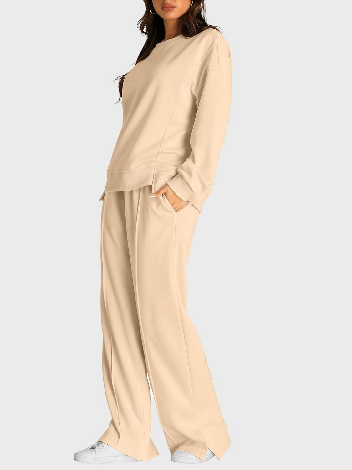 2 Piece Fleece Slit Pants Set